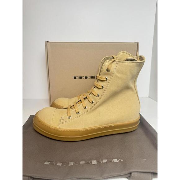 Rick Owens DRKSHDW Ramones Mustard High Top Sneakers Size 44 - Picture 3 of 8